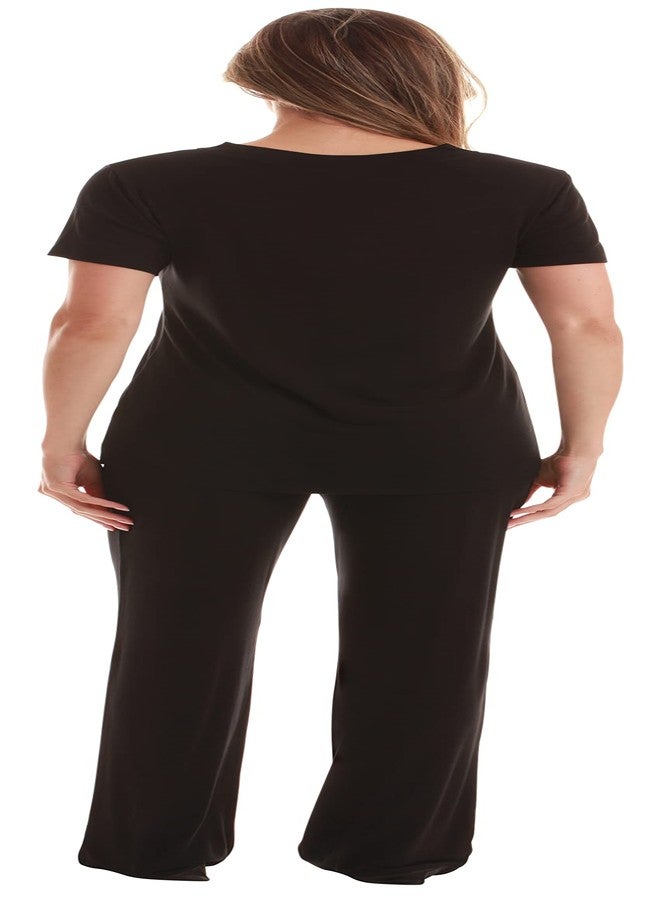 #followme Pajama Pants Set with Satin Trim 6967-BLK-M - Image 3